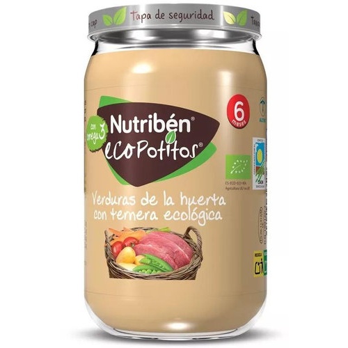 Nutribén Ecopotito Verduras de la huerta con ternera ecológica +6m (235 g)