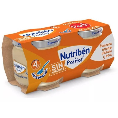 Nutriben potitos manzana, naranja, platano y pera (2 envases 120 g)