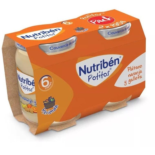 Nutriben potitos platano naranja y galleta (2 envases 190 g)
