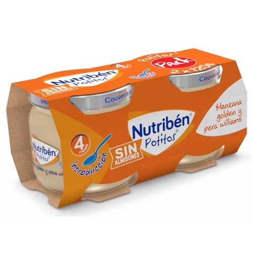 Nutriben PACK potitos Manzana Golden y pera Williams (2 envases x120 g)