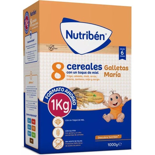 Nutriben 8 cereales toque miel y galletas maria  1 envase 1000 g