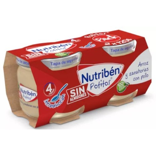 Nutriben potitos arroz y zanahorias con pollo (2 envases 120 g)