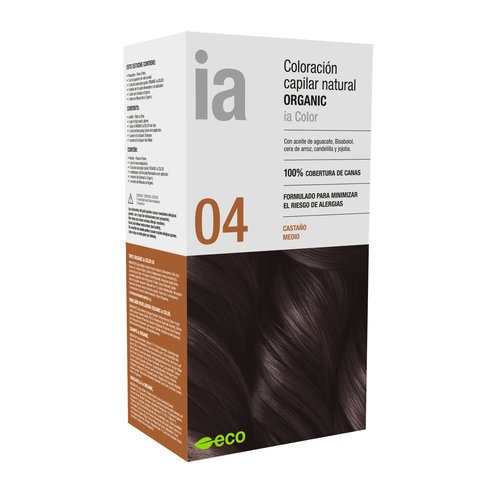 Interapothek  coloracion capilar natural organic  1 kit tono 04 castaÃ±o medio