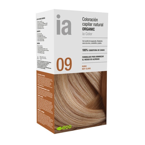 Interapothek  coloracion capilar natural organic  1 kit tono 09 rubio muy clarito