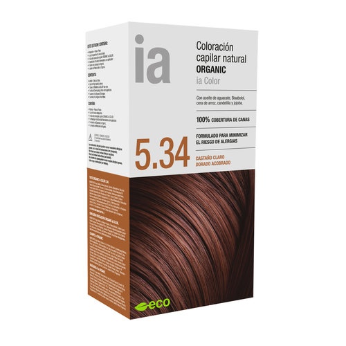 Interapothek  coloracion capilar natural organic  1 kit tono 5.34 castaÃ±o claro dorado acobrado