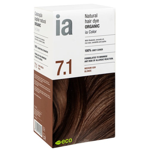 Interapothek  coloracion capilar natural organic  1 kit tono 7.1 rubio medio ceniza