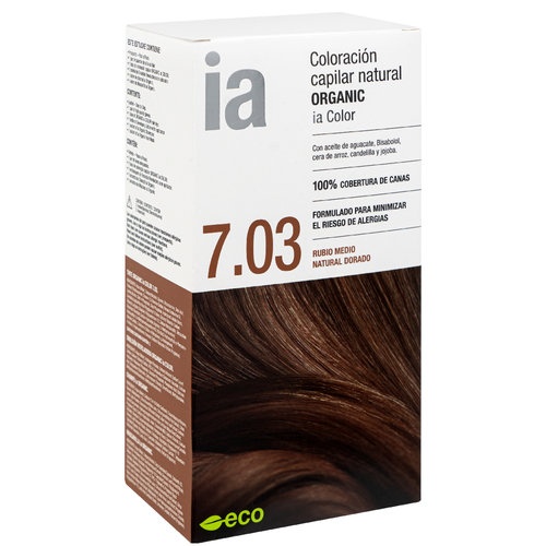 Interapothek  coloracion capilar natural organic  1 kit tono 7.03 rubio medio natural dorado
