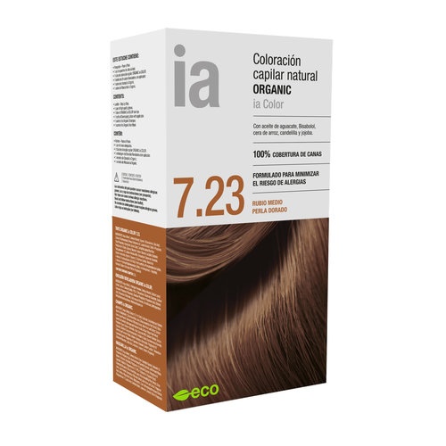 Interapothek  coloracion capilar natural organic  1 kit tono 7.23 rubio medio perla dorado