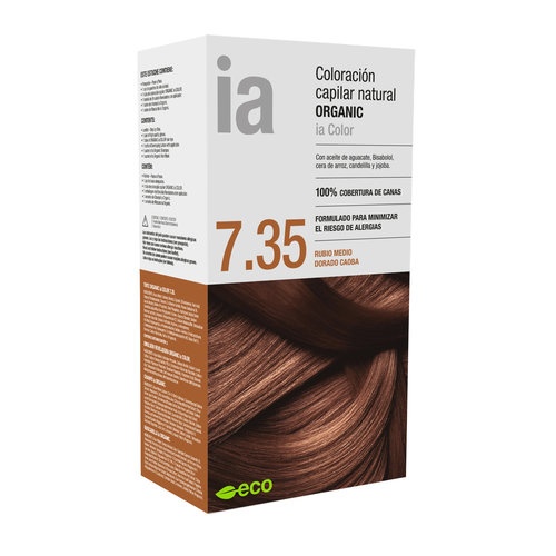 Interapothek  coloracion capilar natural organic  1 kit tono 7.35 rubio medio dorado caoba