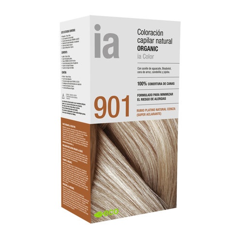 Interapothek  coloracion capilar natural organic  1 kit tono 901 rubio platino natural ceniza