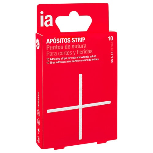 Interapothek apositos puntos de sutura  10 unidades 75 mm x 3 mm color blanco