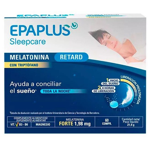 Epaplus Sleepcare Melatonina forte con triptófano (60 comprimidos)
