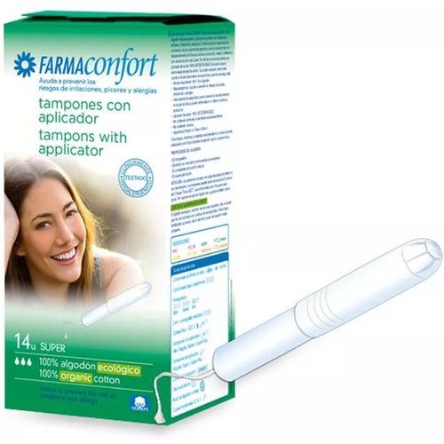 Farmaconfort Tampones de Algodón con aplicador biodegradable Súper (14 ud)