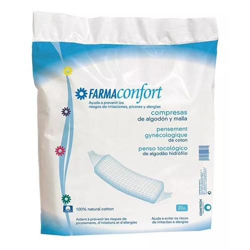 Farmacontrol Posnat Compresas de Algodón y Malla para después del parto (20 ud)