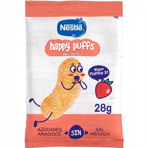 Nestle happy puffs (1 bolsa 28 g sabor maiz fresa)