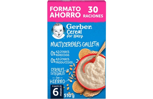 Gerber multicereales galleta 0% 0% azucares  1 estuche 510 g formato ahorro