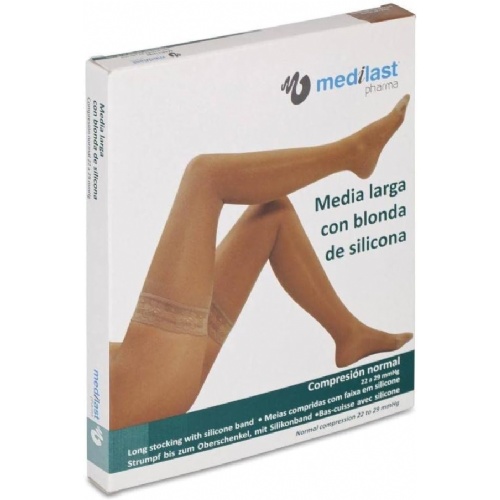 Media larga (a-f) compresion normal - medilast blonda de silicona (talla mediana color beige)