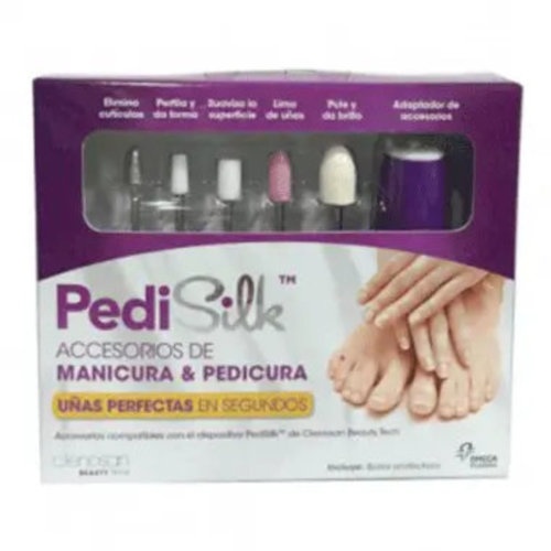 Pedisilk accesorios manicura-pedicura (5 accesorios+adaptador+bolsa protectora)