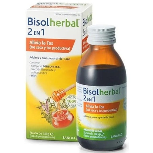 Bisolherbal 2 en 1 malvavisco, tomillo y llanten (1 frasco 120 ml)