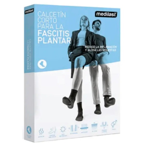 Calcetin corto compresion preventiva para fascitis plantar - medilast (talla m color negro)
