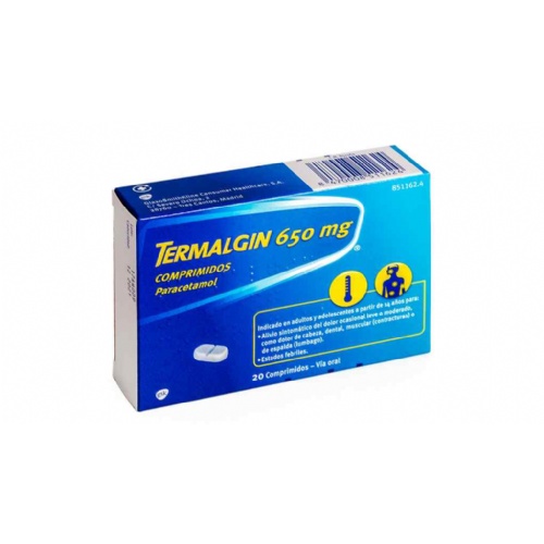 TERMALGIN 650 mg COMPRIMIDOS, 20 comprimidos