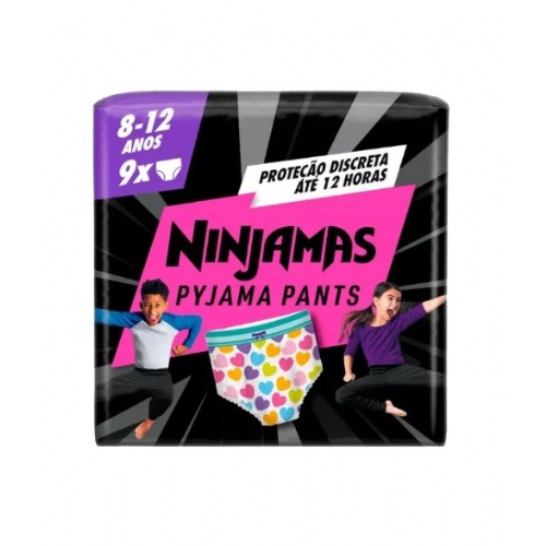 Dodot Ninjamas Pañal infantil niña corazones talla 8-12 años 27-43 kg 9 ud