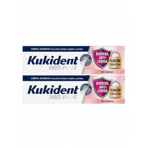 Kukident Pack Ahorro Pro Plus Barrera Anticomida Sin sabor 40g x 2 ud