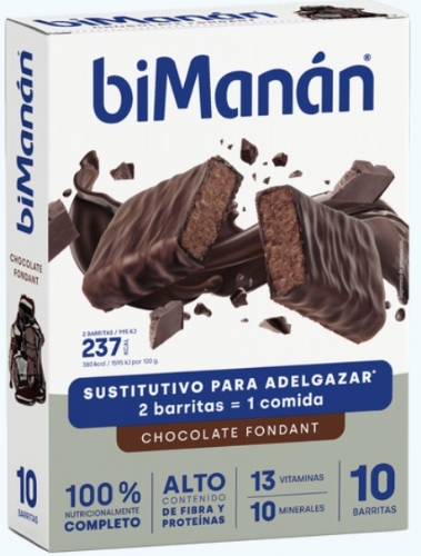 BiManán Barritas BeSlim Chocolate Negro Fondant (10 ud)