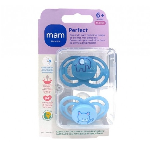 MAM Air Chupete Silicona Fisiológico + 6 meses Pack 2 unidades