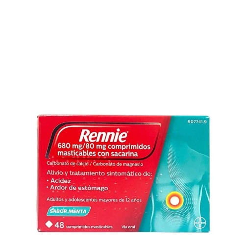 RENNIE  680 MG/80 MG COMPRIMIDOS MASTICABLES CON SACARINA , 48 comprimidos
