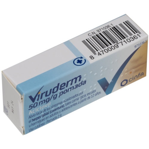 VIRUDERM 50 MG/G POMADA , 1 tubo de 2 g