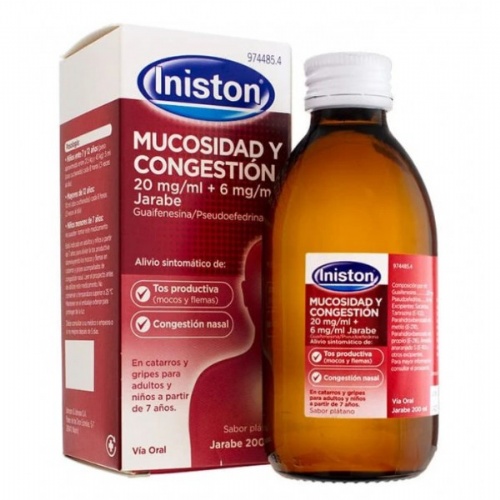INISTON MUCOSIDAD Y CONGESTION 20 MG/ML + 6 MG/ML JARABE , 1 frasco de 200 ml