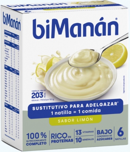 BiManán Natillas BeSlim Sabor Limón (6 sobres)