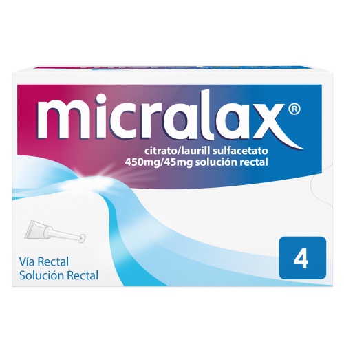 MICRALAX CITRATO/LAURIL SULFOACETATO 450 mg/45 mg solucion rectal , 4 enemas