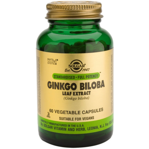 Solgar ginkgo biloba extracto de hoja  60 capsulas vegetales