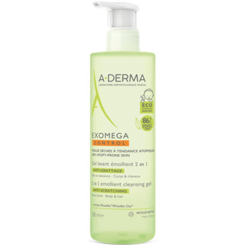 A-Derma Exomega Control Gel Limpiador 2 en 1 Cabello y Cuerpo (500 ml)