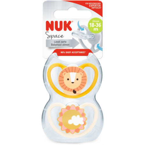 Chupete silicona nuk space 18 - 36 meses 2 unidades leon - nuk space