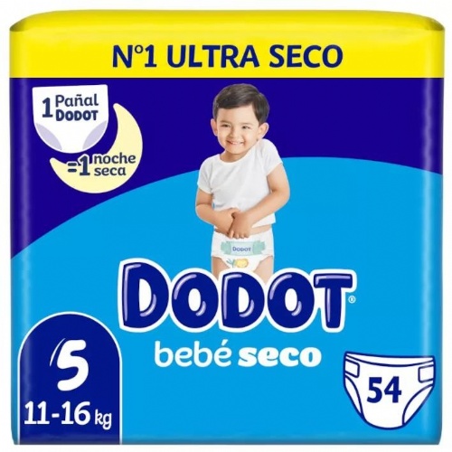 DODOT Bebé Seco Pañal Infantil Talla 5  11-16 kg  54 unidades
