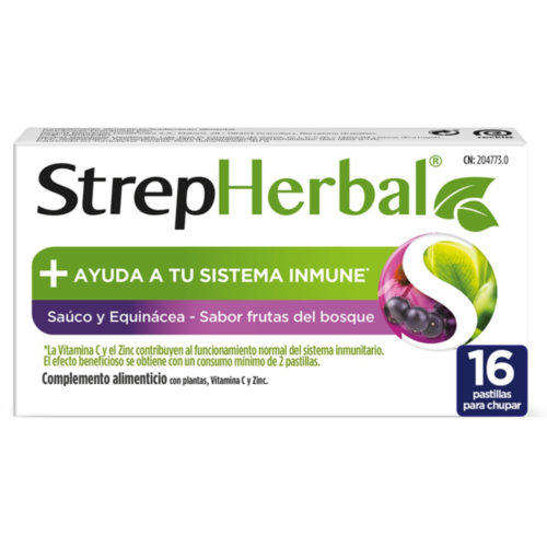 Strepherbal (16 pastillas para chupar sabor sauco y equinacea)