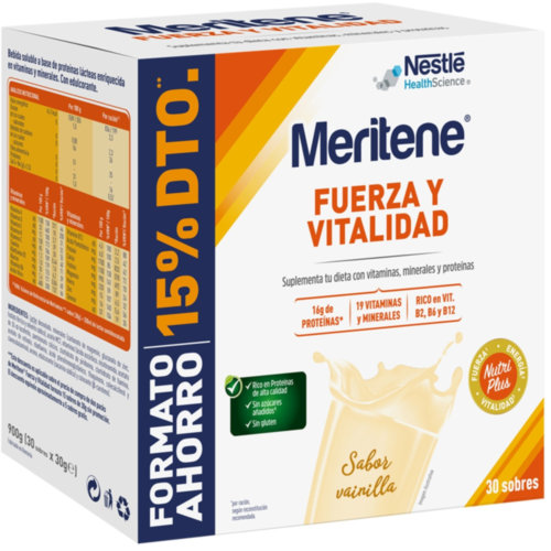 Meritene Batido Fuerza y Vitalidad sabor vainilla pack 30 sobres