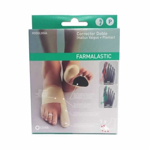 Corrector doble juanetes y plantar - farmalastic gel de silicona (pie izdo t- gde)