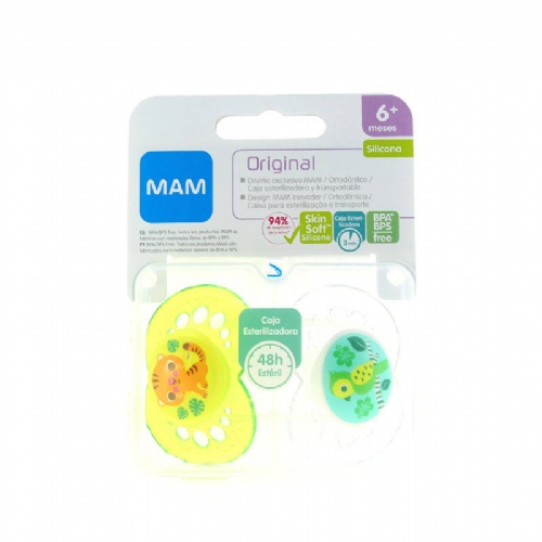 Chupete silicona fisiologico - mam original (+ 6 meses 2 unidades color verde)