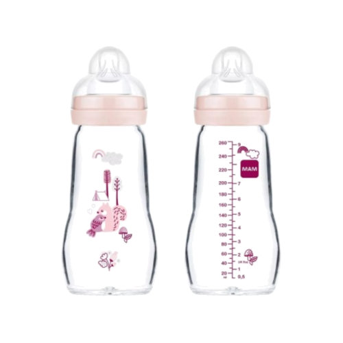 Biberon cristal - mam feel good (+2 meses 1 unidad r 260 ml)