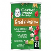 Gerber snack organic trigo arroz con frambuesa (1 bolsita 35 g)