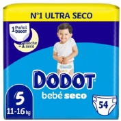 DODOT Bebé Seco Pañal Infantil Talla 5  11-16 kg  54 unidades