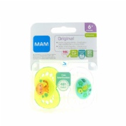 Chupete silicona fisiologico - mam original (+ 6 meses 2 unidades color verde)