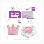 AcofarBaby Chupete Silicona Fisiológico 6 - 12 meses Rosa + cadenita 