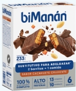 biManán barritas sustitutivas sabor cacahuete crujiente (6 barritas)