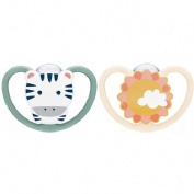 Chupete silicona nuk space 6 - 18 meses 2 unidades zebra - nuk space