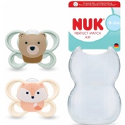 Chupete silicona nuk perfect match air 0 - 2 meses 2 unidades zorro oso